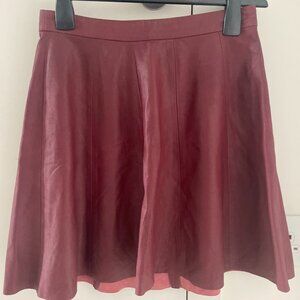 Leather Burgundy A-Line Skirt by CUSP Neiman Marcus - 100% Leather